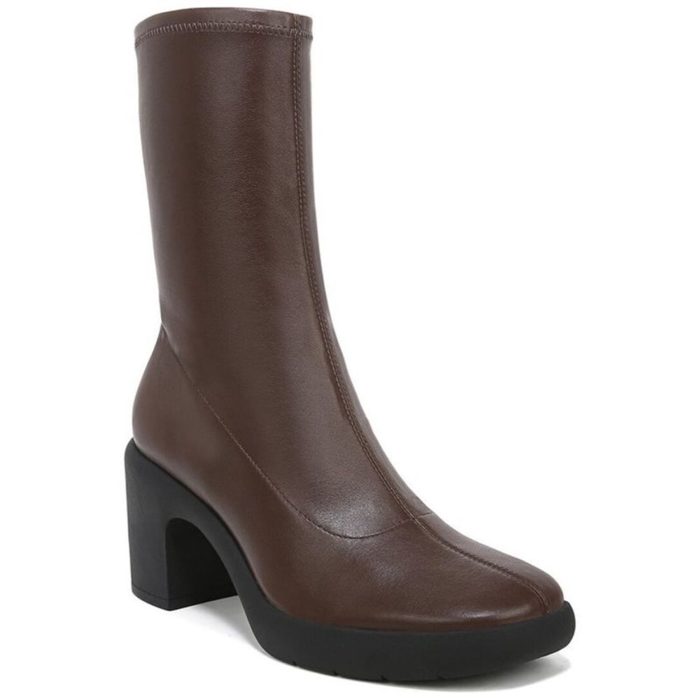 Vince Mandy Leather Mid Shaft Boot - chocolate brown ; square toe